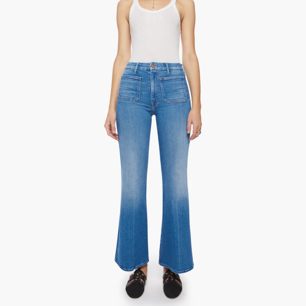 Mother Blue Denim Wide Leg Flare Jeans